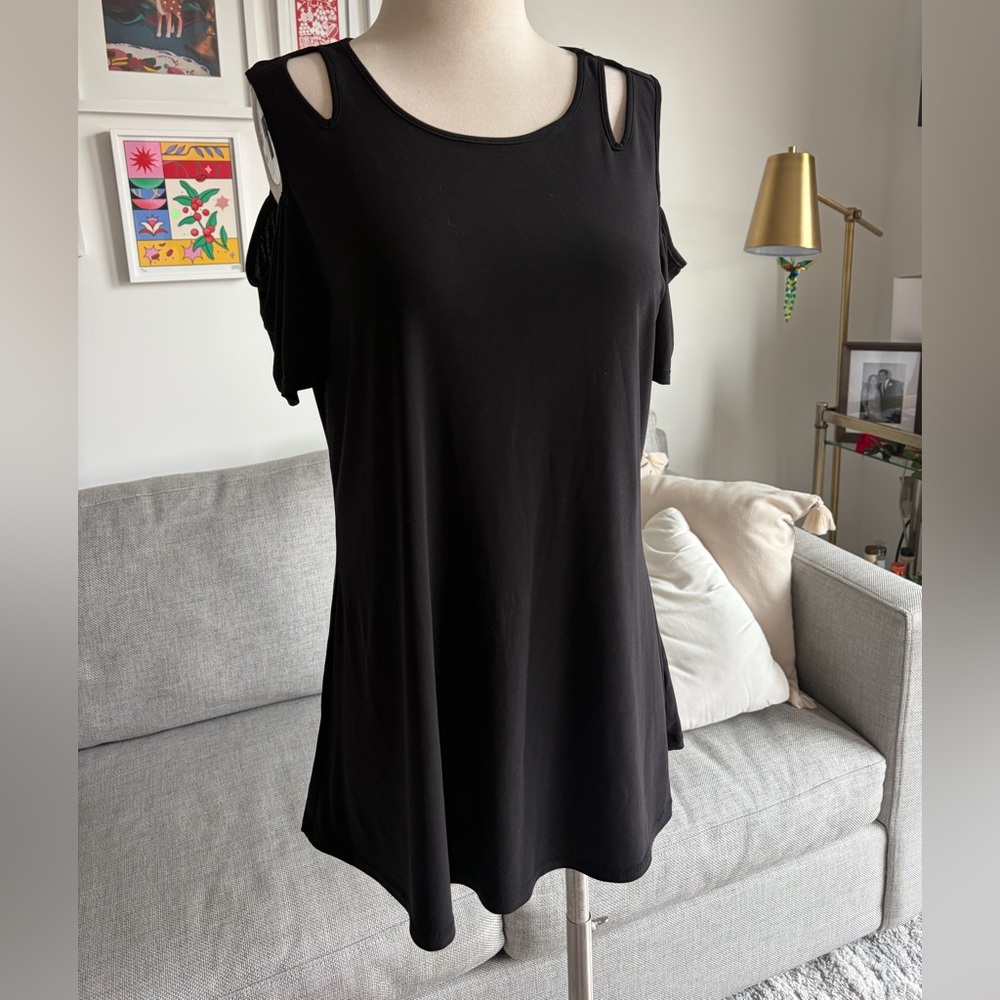 Black Cold Shoulder Women's Top Tunic